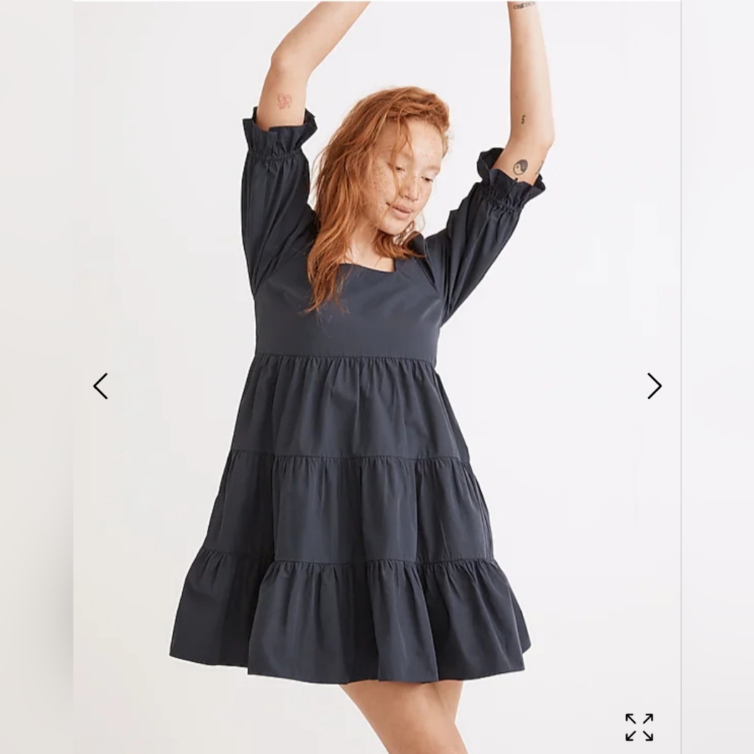 Madewell Poplin Lizzie Dress Square Neck In Twilight Size 00